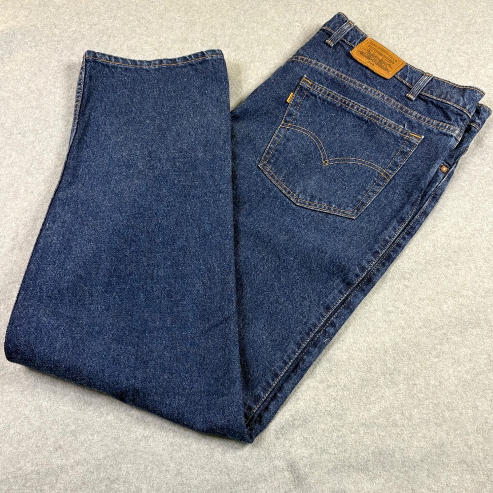 Vintage Levis 540 Relaxed Fit Jeans Mens 48x32 Made in USA Orange Tab Dark Wash - Picture 1 of 13